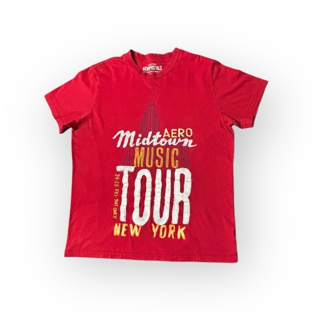 Aéropostale Men’s Medium Red Graphic T-Shirt Midtown Music Tour New York